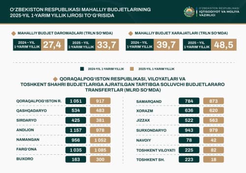 Information on the execution of local budgets of the Republic of Uzbekistan for the first half of 2025